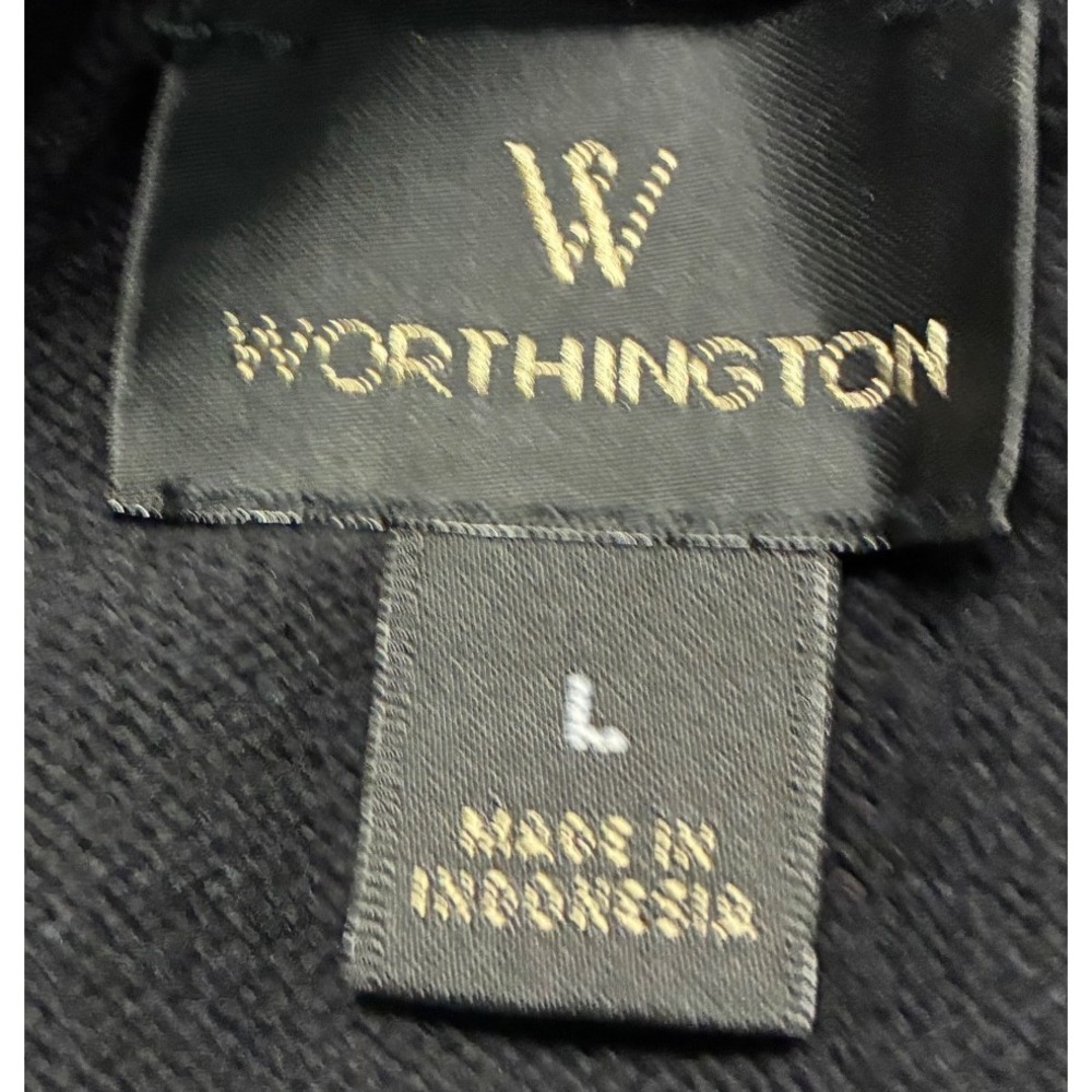 Worthington Womens Black Crew Neck Long Sleeve Cotton Blend Pullover Sweater L - Picture 3 of 4